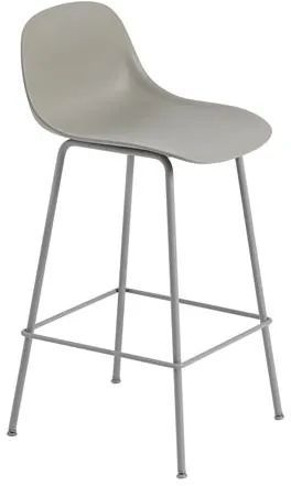 Muuto Fiber Bárszék csővázzal és háttámlával Szürke/Szürke H87,5 cm