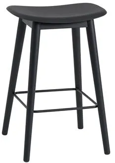 Muuto Fiber Bárszék fa alappal Fekete/Fekete H66 cm