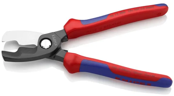 Knipex kábelvágó dupla éllel, barnított, többkomponensű nyéllel, 200 mm