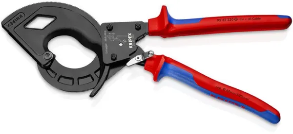 Knipex kábelvágó (racsnielv, 3 fokozatú) fekete atramentált, többkomponensű nyéllel 320 mm