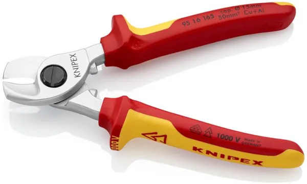 Krómozott, VDE által jóváhagyott Knipex kábelvágó, 165 mm