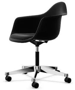 Vitra Eames Plastic PACC Irodai szék párnázott üléssel és forgó talppal Fekete/Mélyfekete