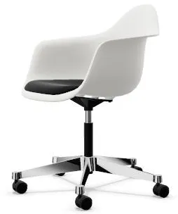 Vitra Eames Plastic PACC Irodai szék párnázott üléssel és forgó talppal Fekete/Fehér