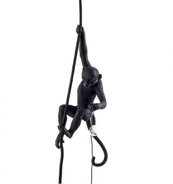 Seletti Monkey With Rope Black Outdoor Ceiling Lamp