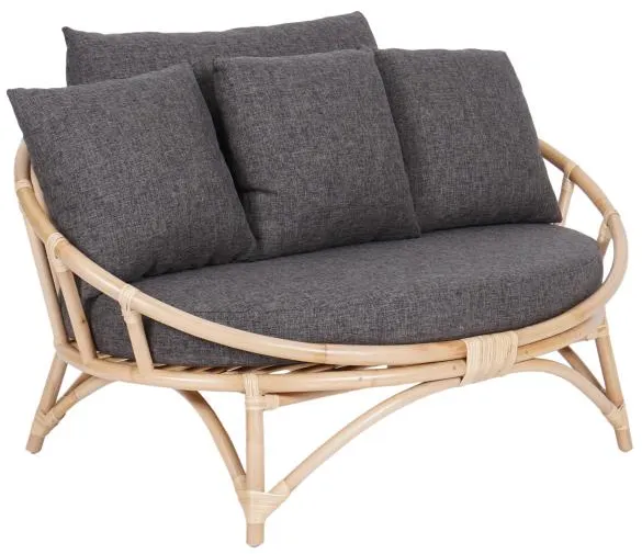 Muscat 2 személyes sötétszürke rattan loungesofa 127x102x70cm