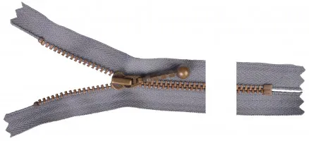 YKK Cipzár Antik Réz 15cm 4mm Szürke