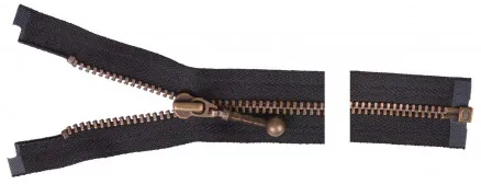 YKK Levehető Cipzár Antik Réz 50cm 4mm Fekete