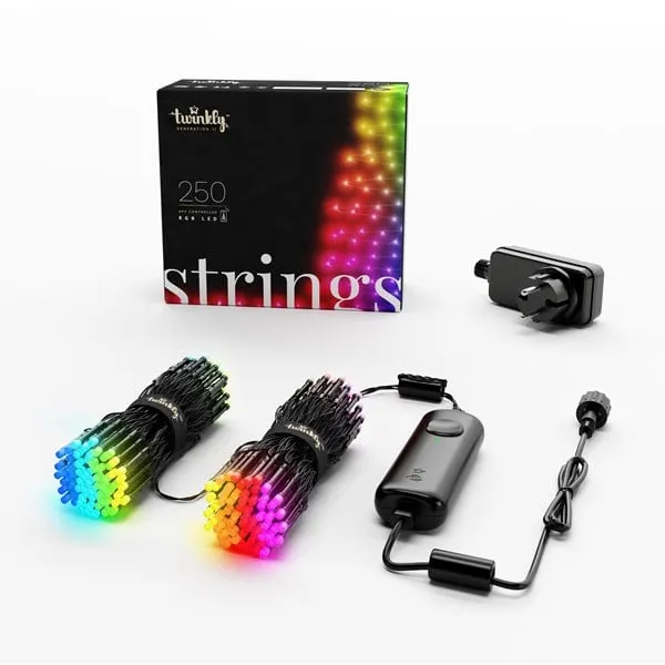 Twinkly Strings - 250 alkalmazással vezérelhető RGB LED. 20 méter. Fekete vezeték.
