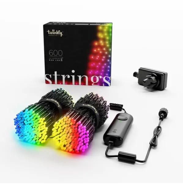 Twinkly Strings - 600 alkalmazással vezérelhető RGB LED. 48 méter. Fekete vezeték.