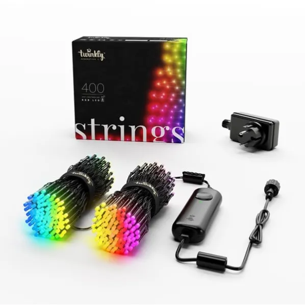 Twinkly Strings - 400 alkalmazással vezérelhető RGB LED. 32 méter. Fekete vezeték.