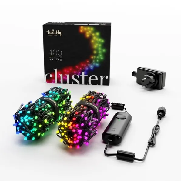 Twinkly Cluster - 400 alkalmazáson keresztül vezérelhető RGB LED. 6 méter. Fekete vezeték.