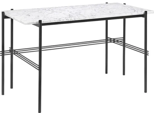 GUBI TS Íróasztal 120 x 60 cm fekete alappal és fehér Carrara márvány lappal
