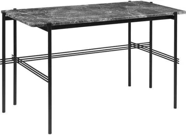 GUBI TS Íróasztal 120 x 60 cm fekete alappal és szürke Emperador márványlappal