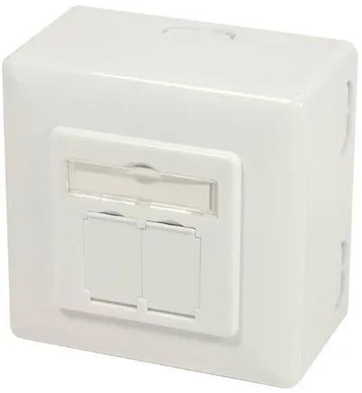 LogiLink NP0124 Cat.6A fali aljzat 2 x RJ45 árnyékolt, szerelési dobozzal, tiszta fehér
