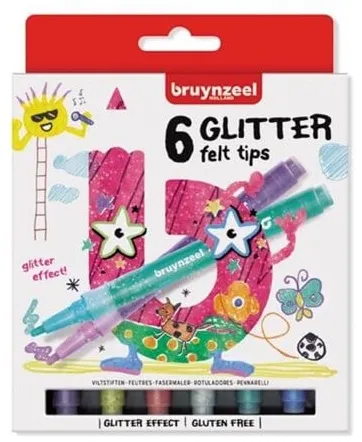 Bruynzeel Kids Glitter Filctollak 6 db.
