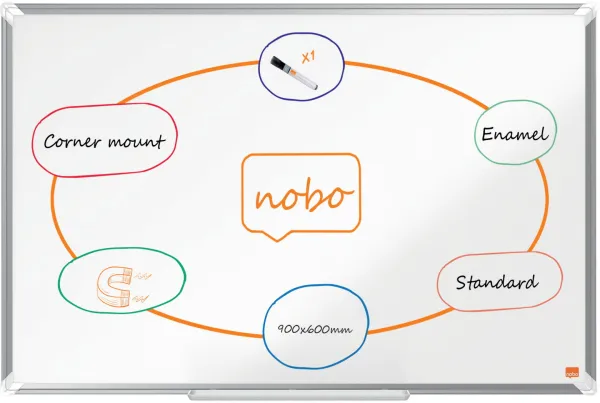 Nobo Premium Plus zománcozott fehértábla 90x60cm fehér