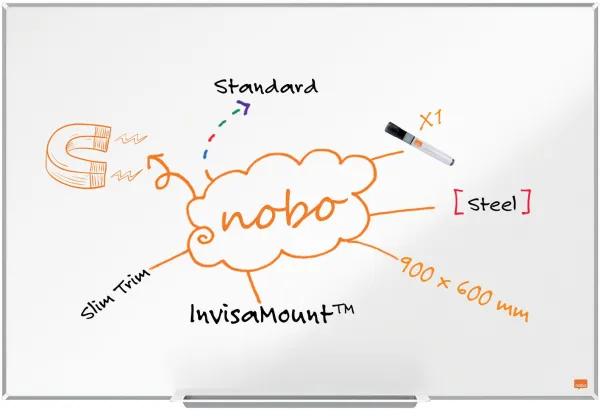 Nobo Impression Pro acél whiteboard 90x60cm fehér