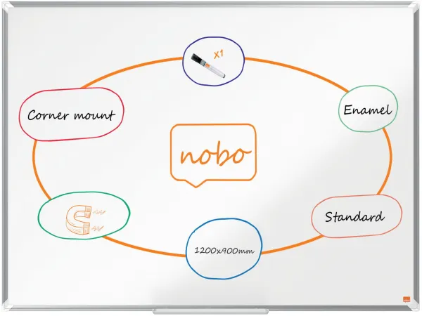 Nobo Premium Plus zománcozott whiteboard 120x90cm fehér
